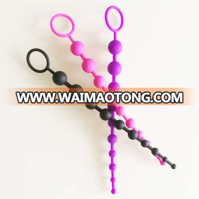 Hot sale adult products anal sex toys soft silicone butt plug anal beads